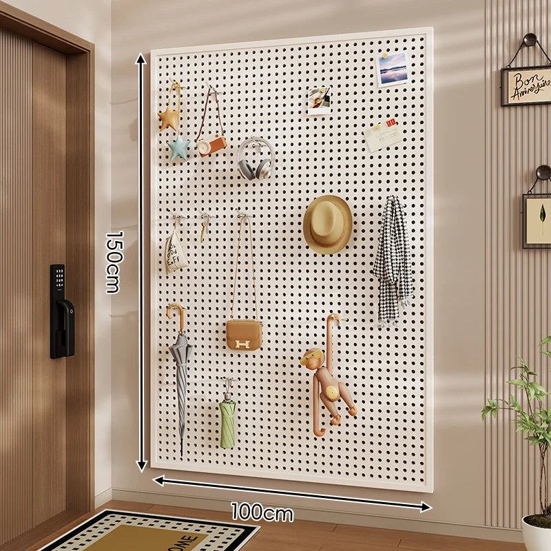 Wall-Mounted Pegboard Organizer Modular Grid 10 Hooks Included