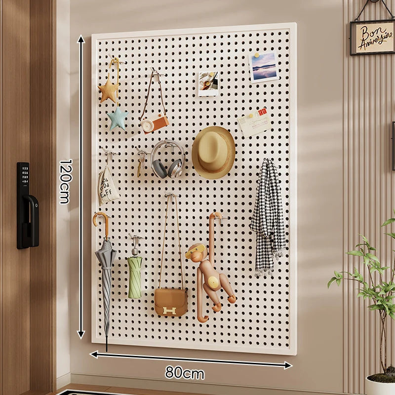 Wall-Mounted Pegboard Organizer Modular Grid 10 Hooks Included