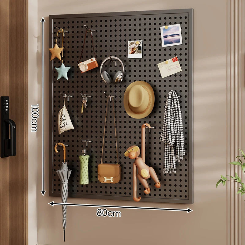 Wall-Mounted Pegboard Organizer Modular Grid 10 Hooks Included