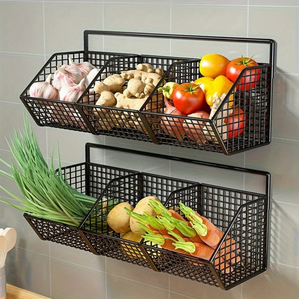 Wall-Mounted Storage Basket Stainless Steel Open Wire Space-Saving