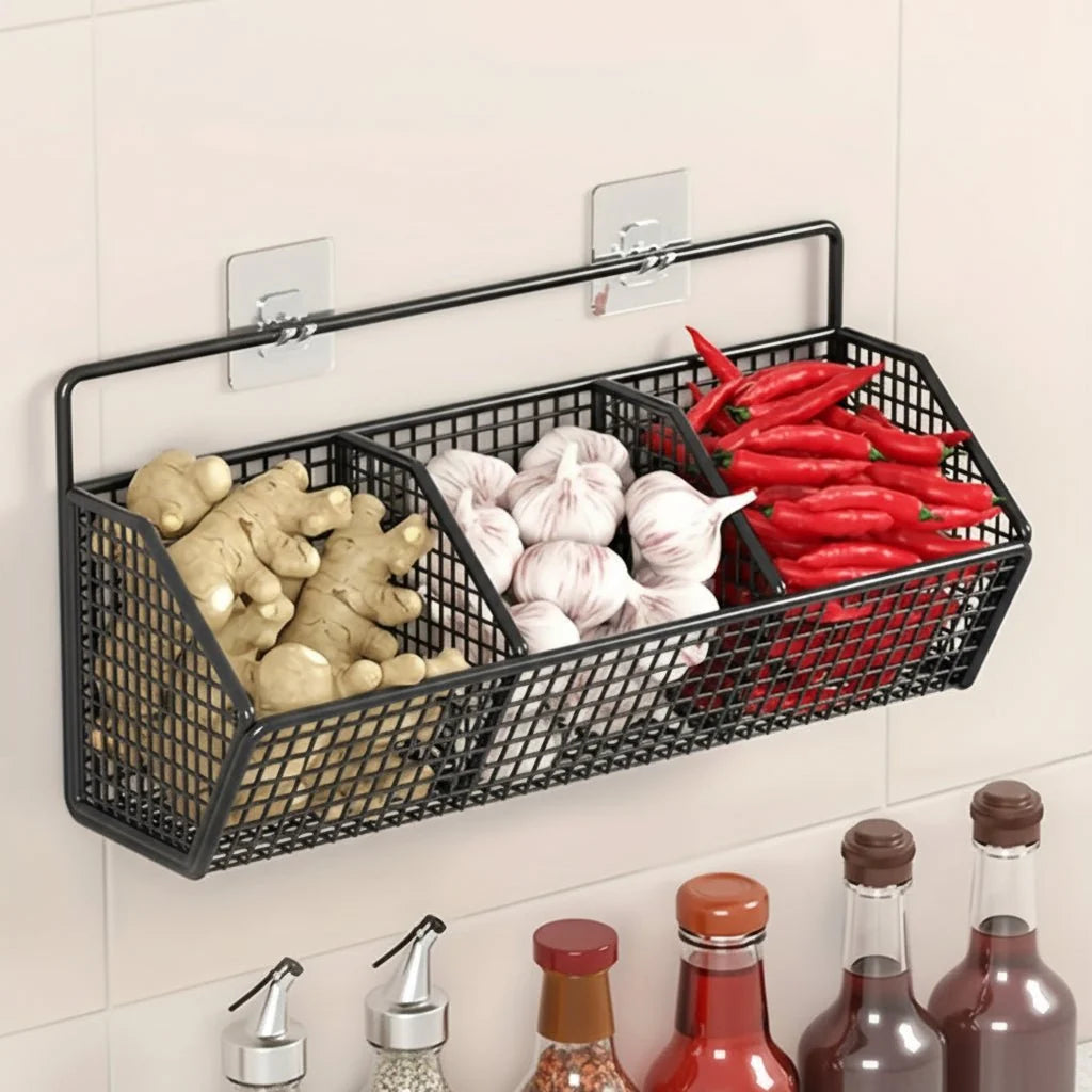Wall-Mounted Storage Basket Stainless Steel Open Wire Space-Saving