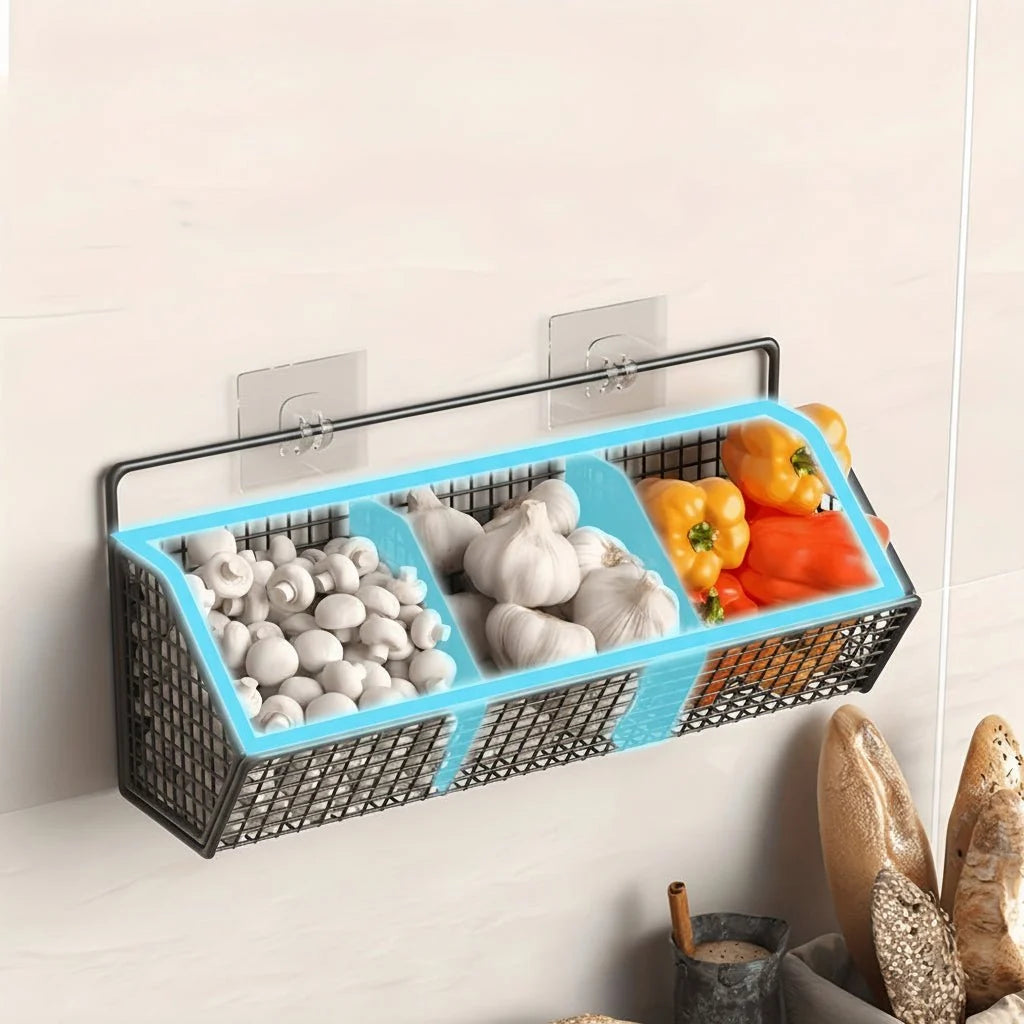Wall-Mounted Storage Basket Stainless Steel Open Wire Space-Saving