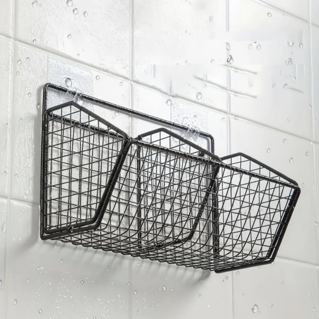 Wall-Mounted Storage Basket Stainless Steel Open Wire Space-Saving