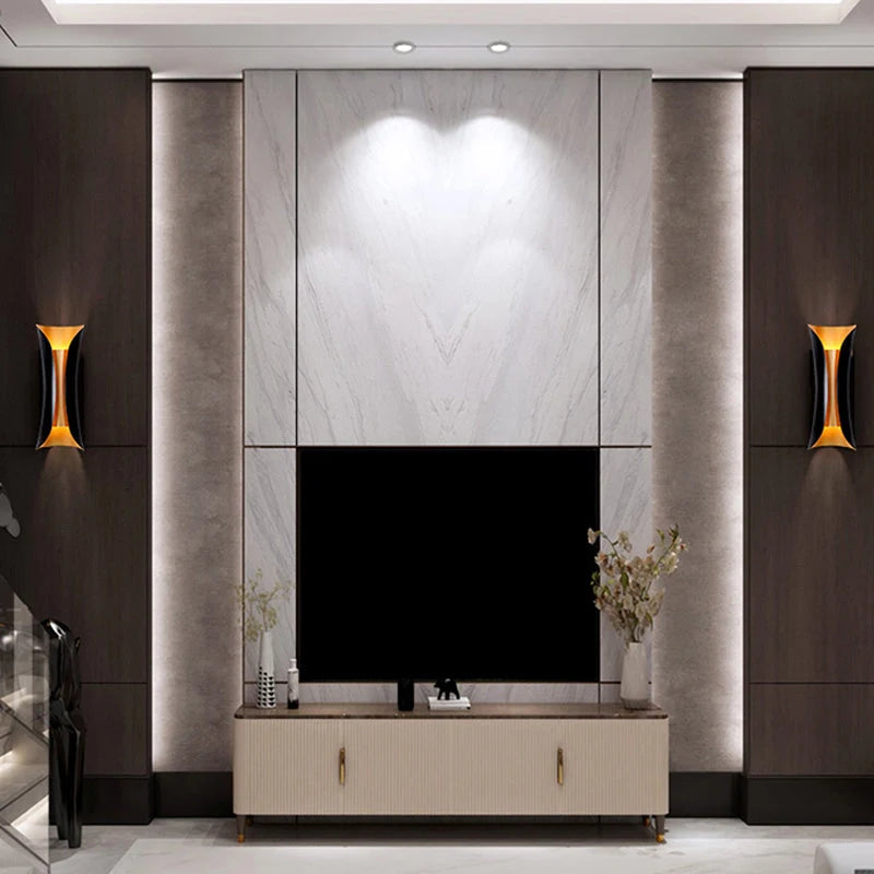 Wall Sconce Black Folded Metal Concealed LED