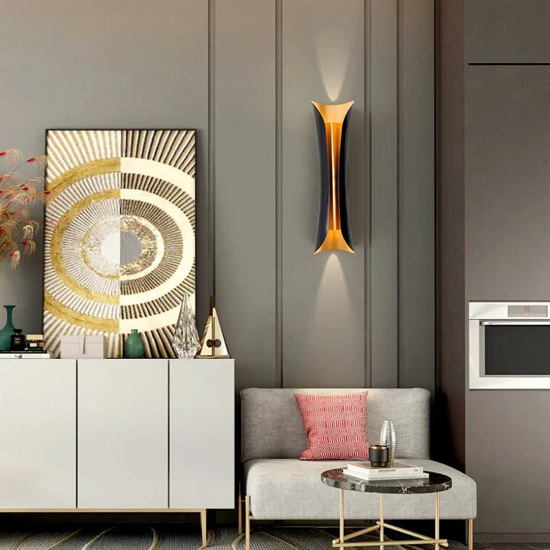 Wall Sconce Black Folded Metal Concealed LED