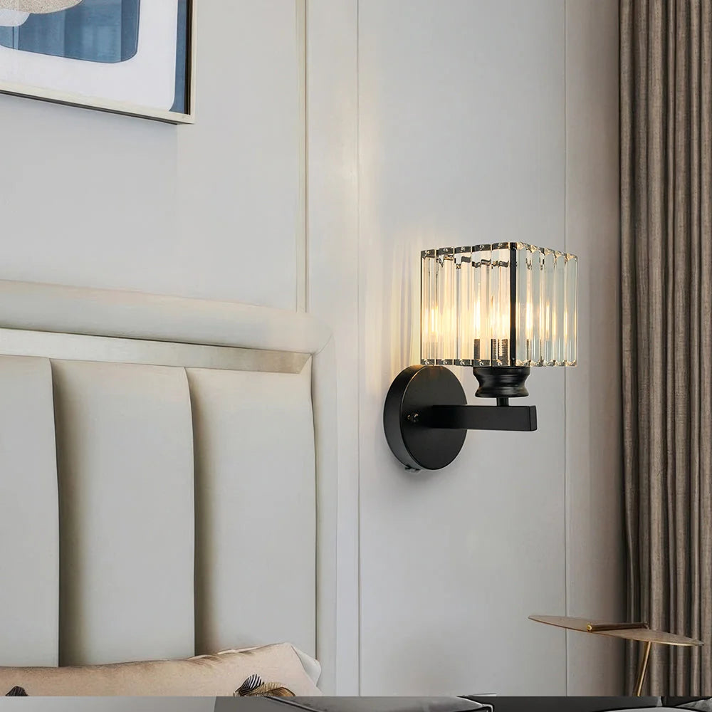 Wall Sconce Cut Crystal & Iron Frame