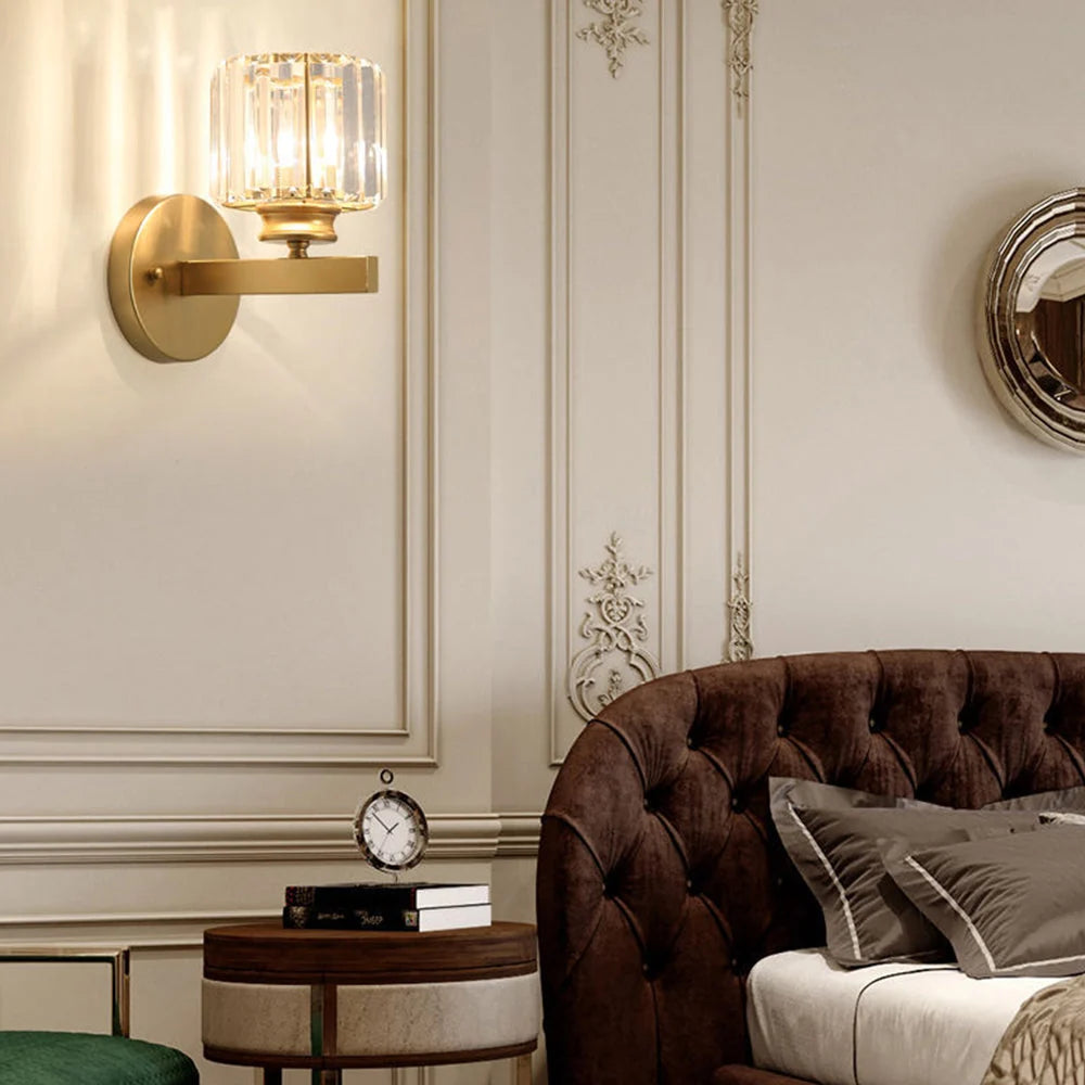Wall Sconce Cut Crystal & Iron Frame