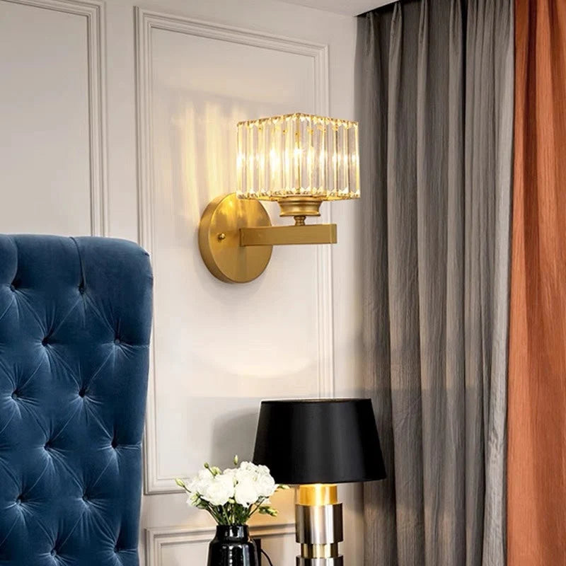 Wall Sconce Cut Crystal & Iron Frame