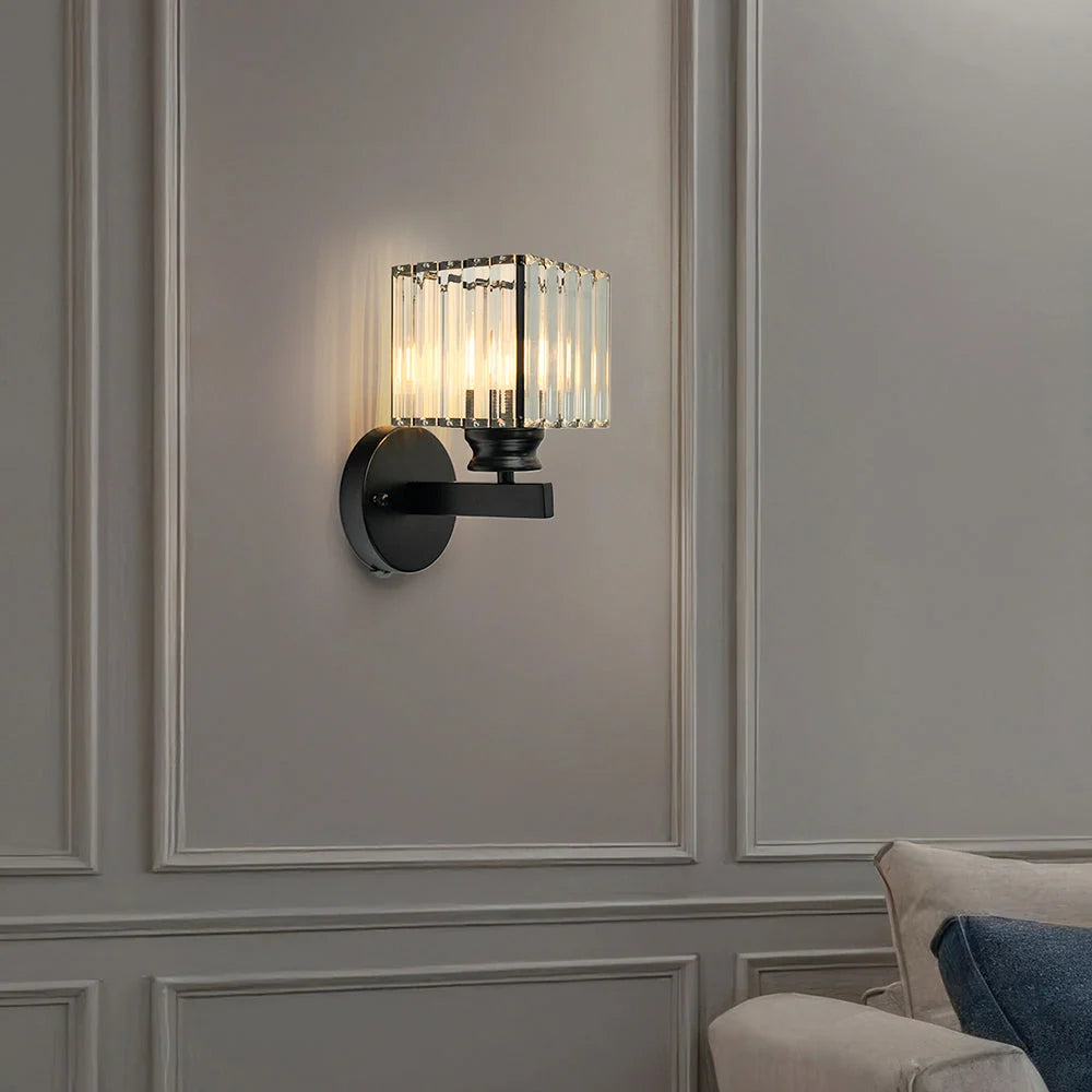 Wall Sconce Cut Crystal & Iron Frame