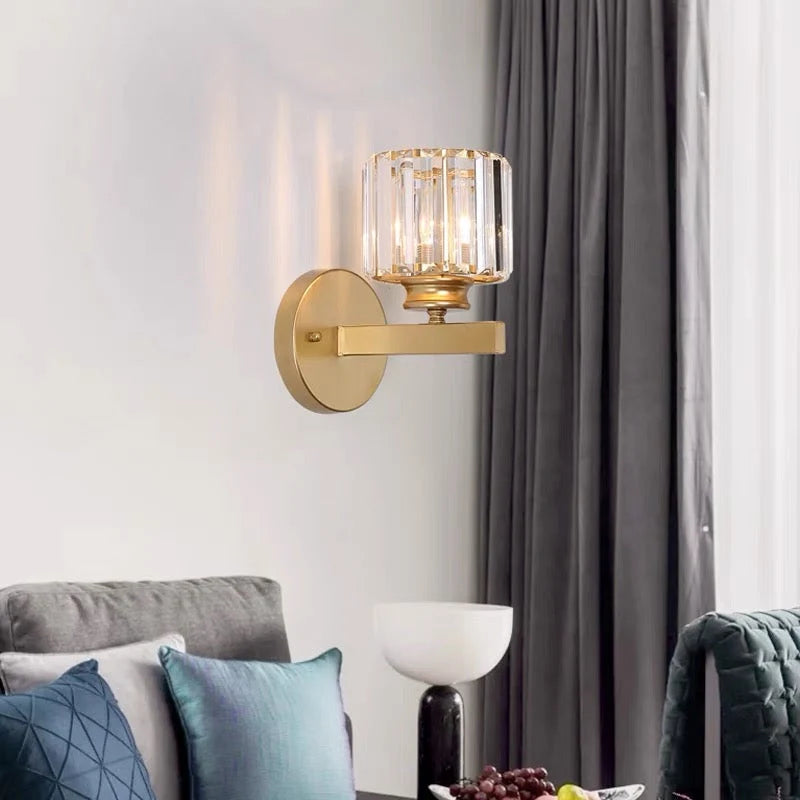 Wall Sconce Cut Crystal & Iron Frame