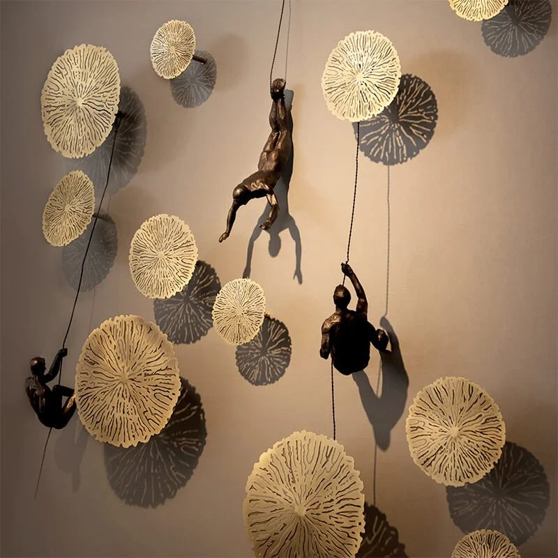 Wall Sculpture Synthetic Resin Climbing Figure hinged?