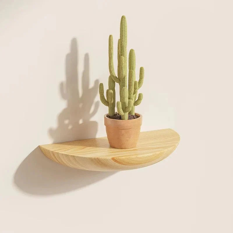 Wall Shelf Half Moon Floating Natural Wood