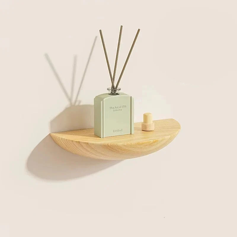 Wall Shelf Half Moon Floating Natural Wood