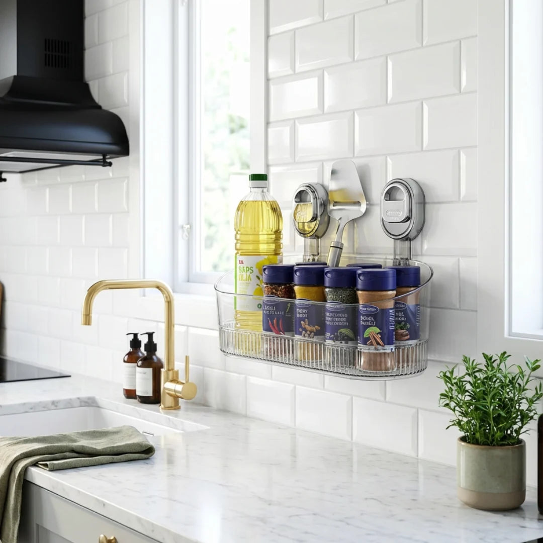 Wall Shelf No-Drill Adhesive Space-Saving Kitchen & Bathroom