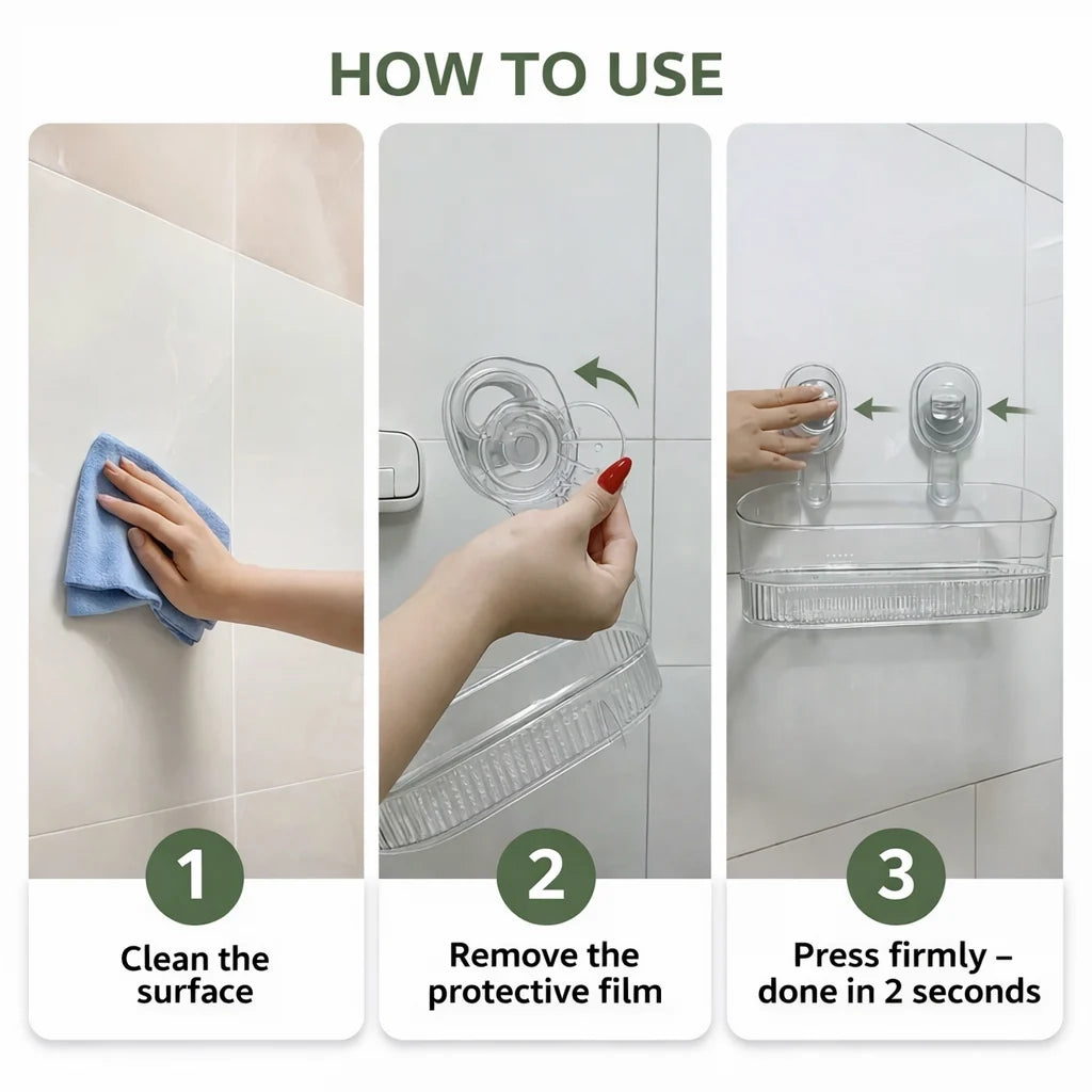 Wall Shelf No-Drill Adhesive Space-Saving Kitchen & Bathroom