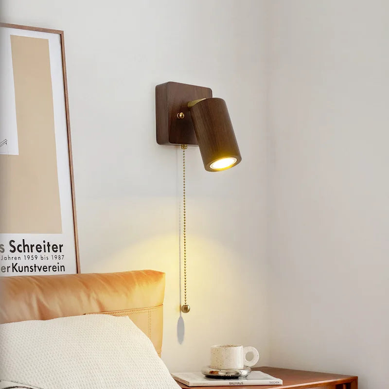 Wall Spotlight Walnut Integrated LED Adjustable Pivot