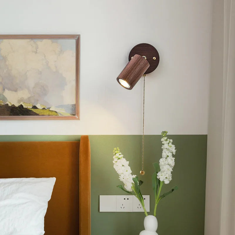 Wall Spotlight Walnut Integrated LED Adjustable Pivot
