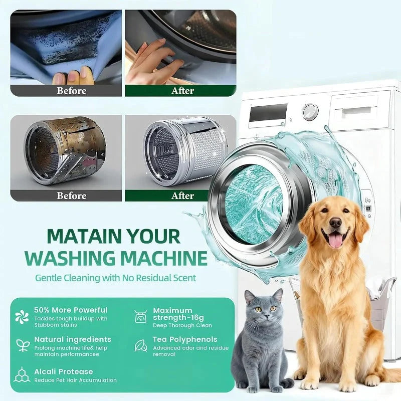 Washing Machine Cleaner Tablets Pet Hair & Odor Control