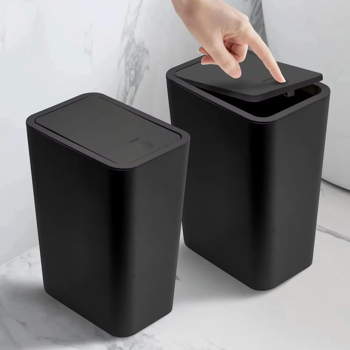 Waste Bin Slim Push-Button Lid 2.6 Gallon