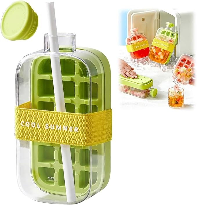 Water Bottle 2-in-1 Ice Maker With Straw