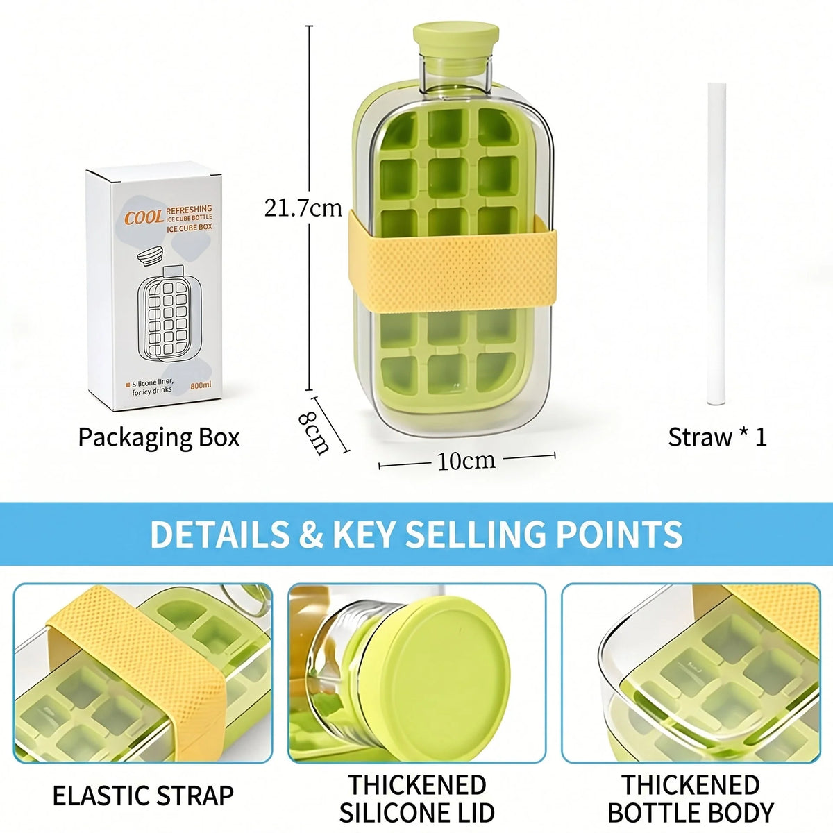 Water Bottle 2-in-1 Ice Maker With Straw