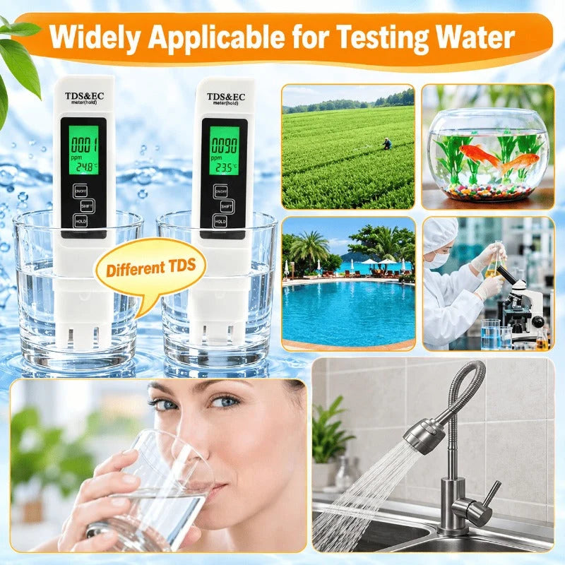 Water Quality Tester 4-in-1 TDS EC & Temperature LCD Display
