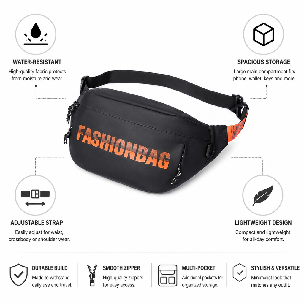 Water-Resistant & Adjustable Strap Belt Bag