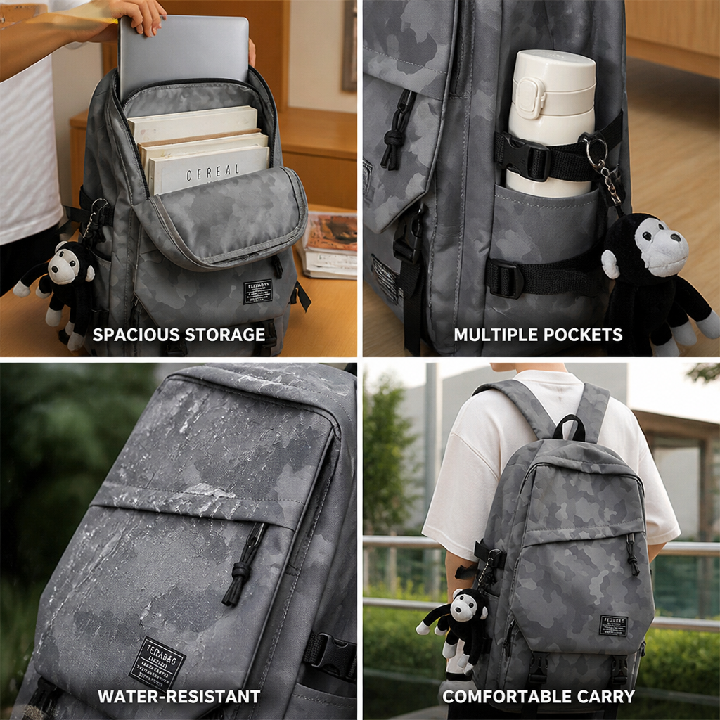 Water-Resistant Camouflage Backpack (Padded Straps)