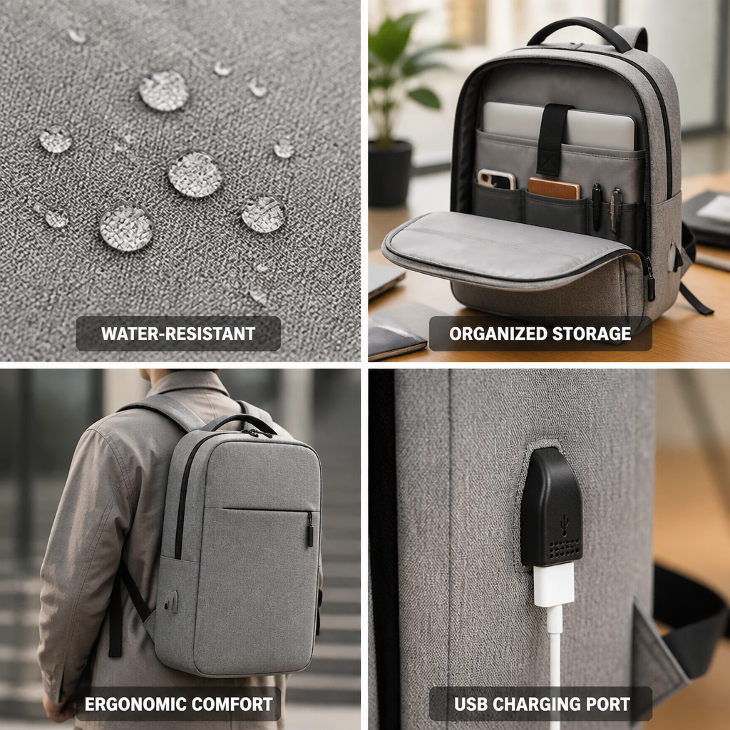 Water-Resistant Ergonomic Laptop Backpack (Fits 15.6-Inch Laptop)