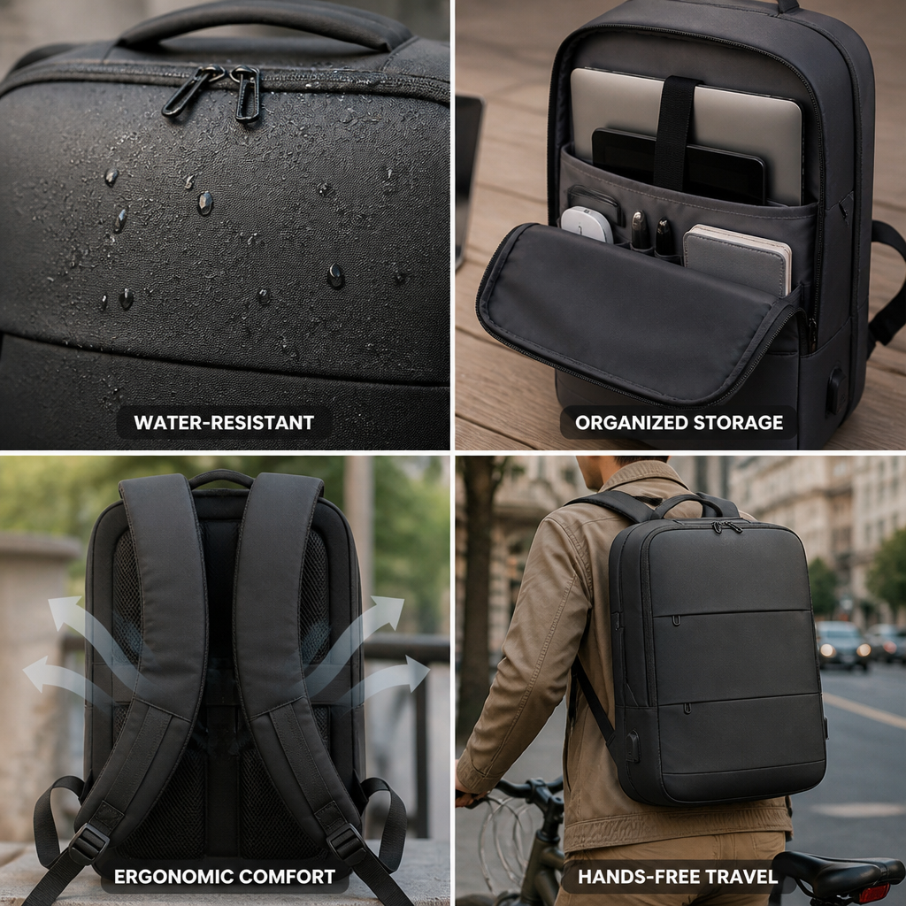 Water-Resistant Ergonomic Travel Backpack (Laptop Sleeve)