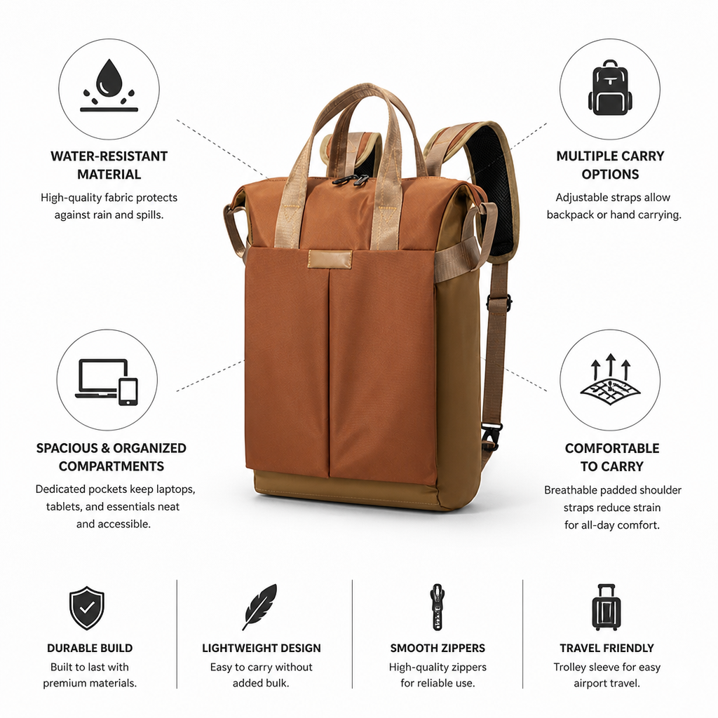 Water-Resistant Laptop Backpack With Organizer Pockets