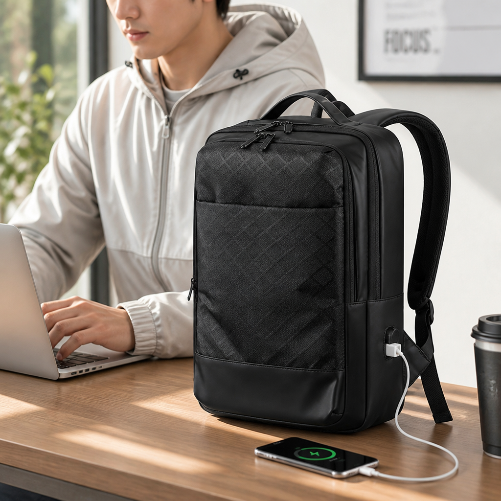 Water-Resistant Laptop-Ready USB-Charging Backpack