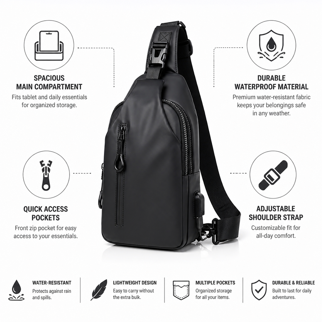 Water-Resistant & Lightweight Sling Bag