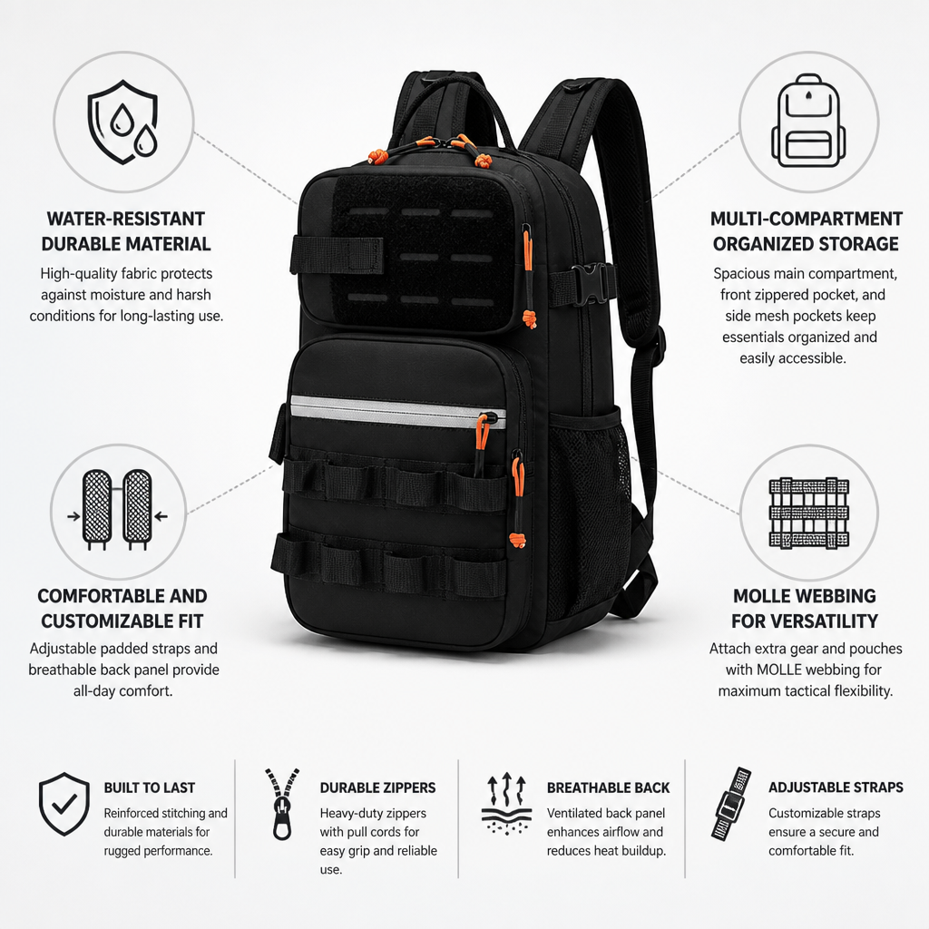 Water-Resistant MOLLE Tactical Backpack