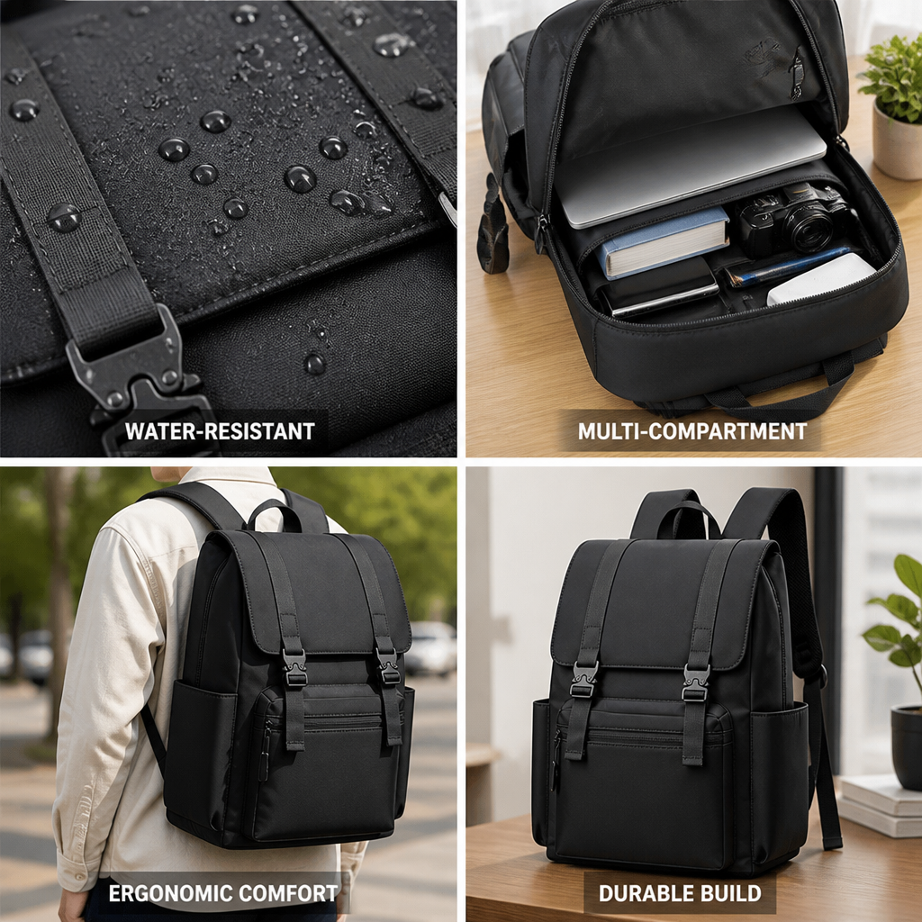 Water-Resistant Multi-Compartment Backpack