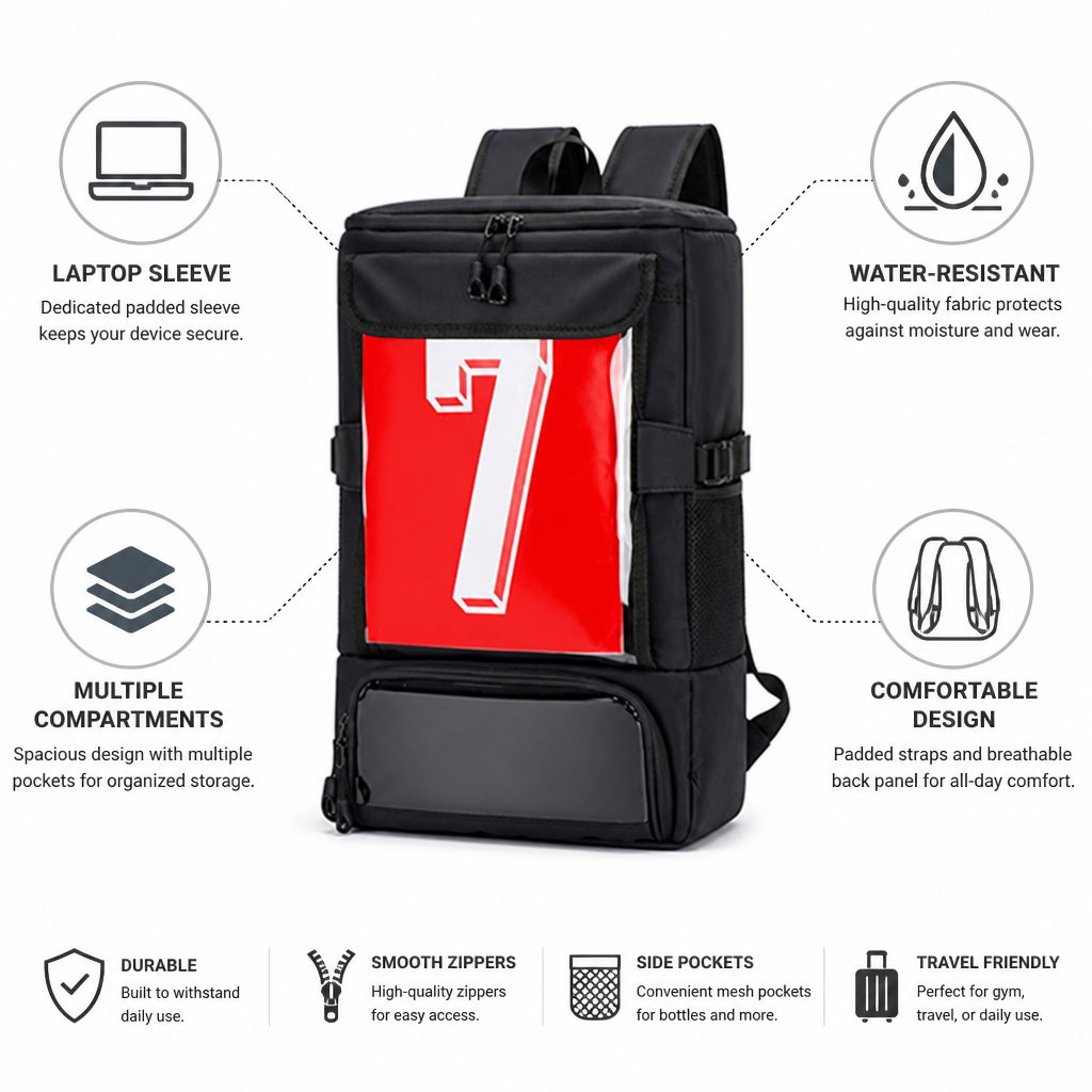 Water-Resistant Multi-Compartment Backpack (Laptop Sleeve)