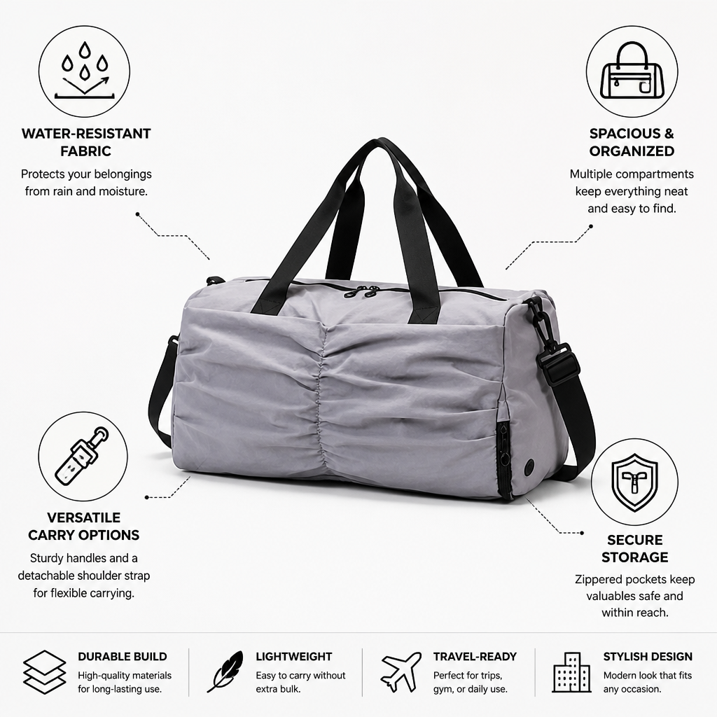 Water-Resistant Multi-Compartment Duffle Bag