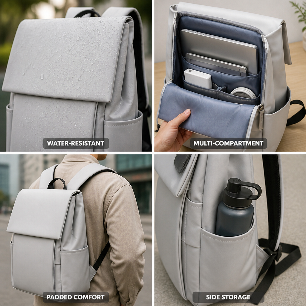 Water-Resistant Multi-Compartment Laptop Backpack