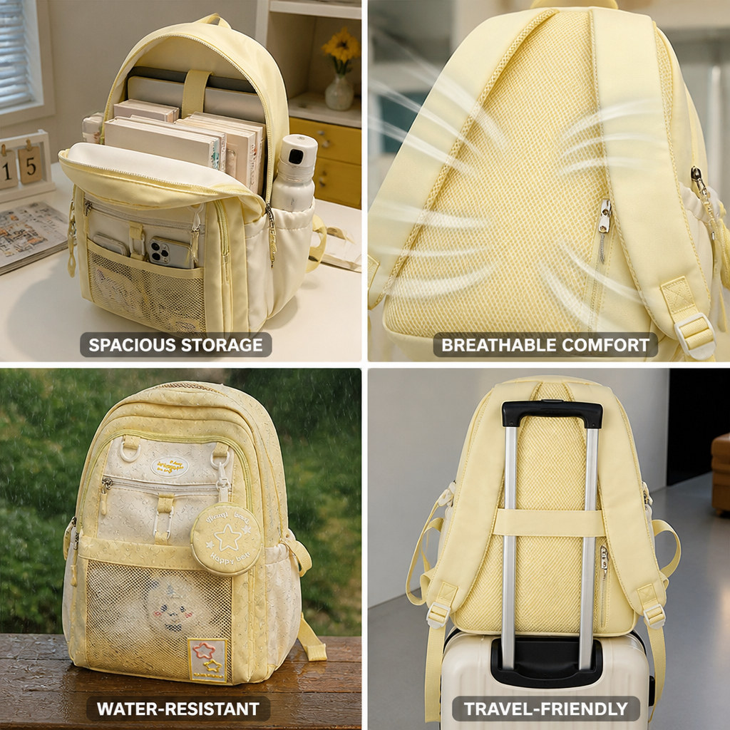 Water-Resistant Multi-Compartment School Backpack (Laptop Sleeve)