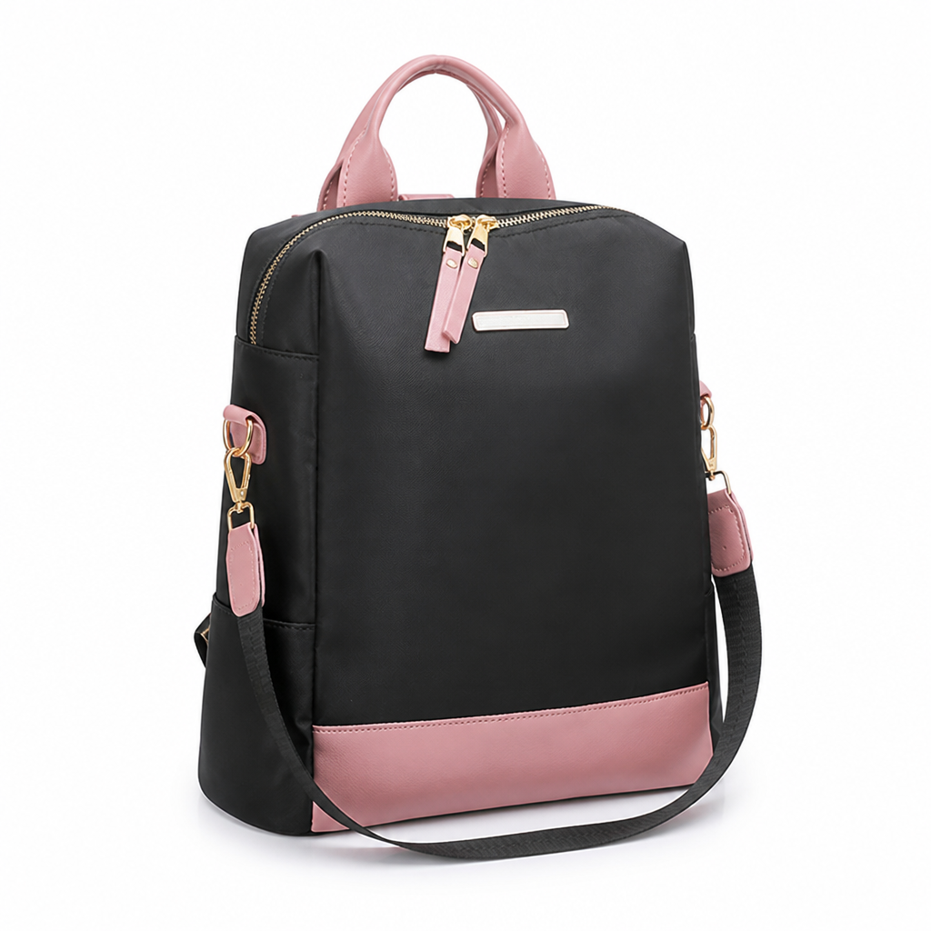 Water-Resistant Multi-Pocket Backpack (Padded Straps & Leather Accents)