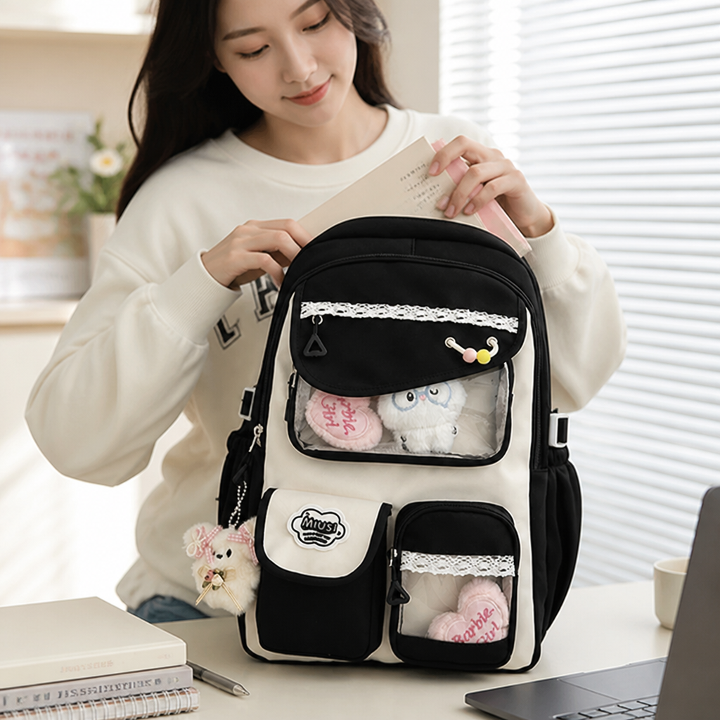 Water-Resistant Multi-Pocket School Backpack
