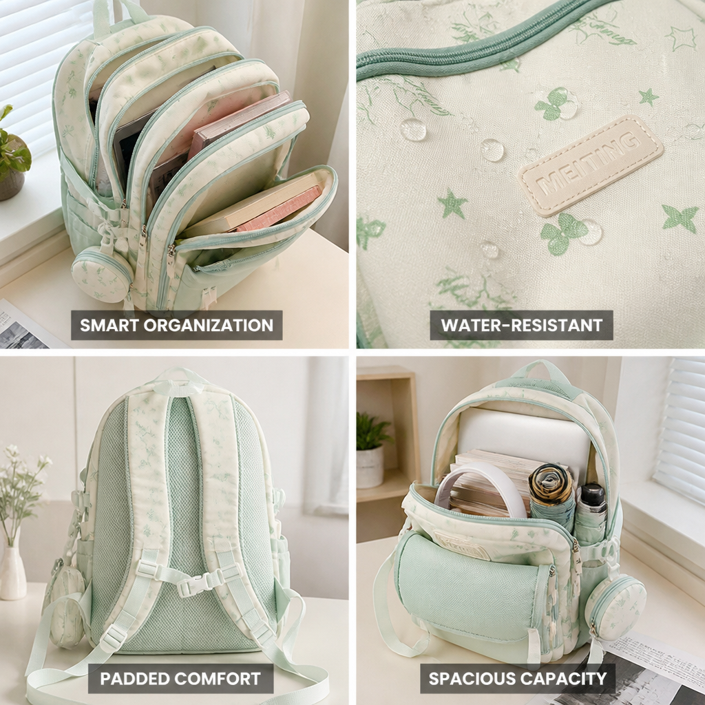 Water-Resistant Multi-Pocket School Backpack (Padded Straps)