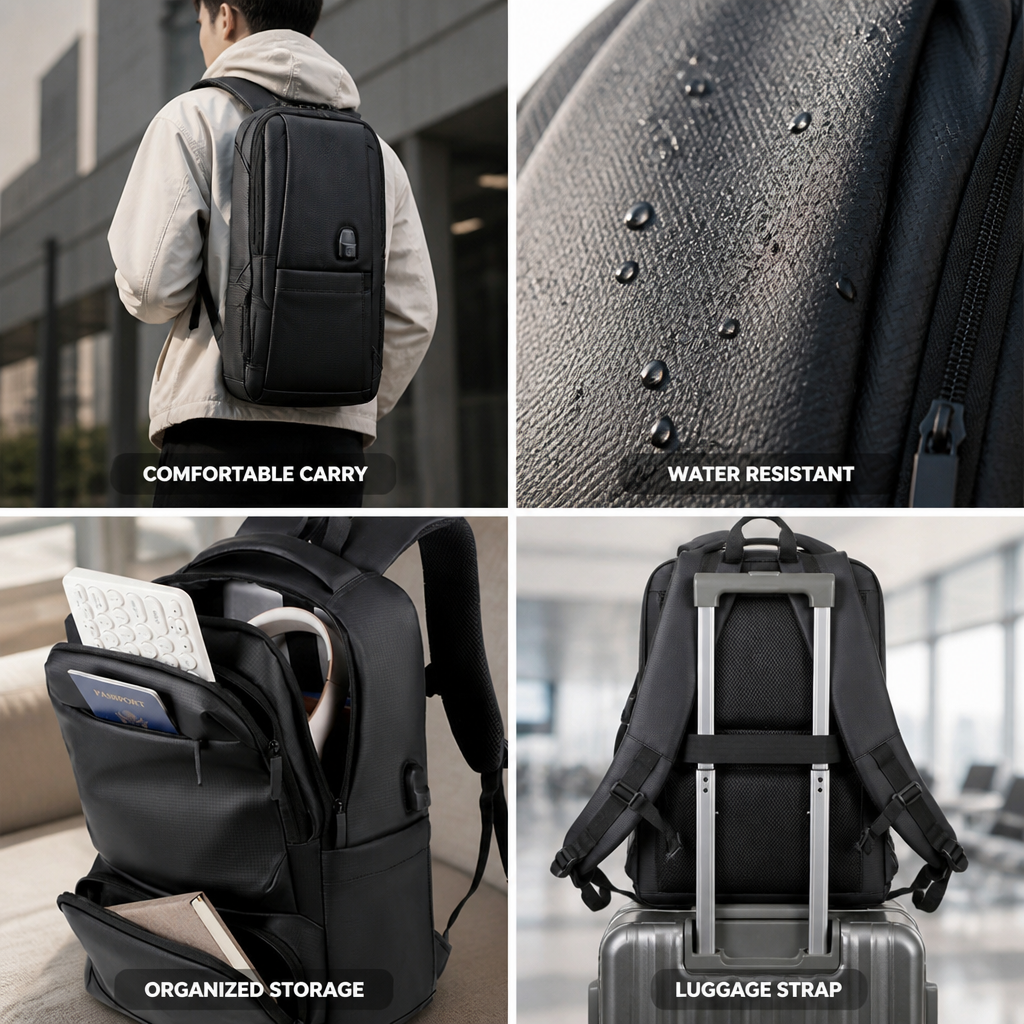 Water-Resistant Padded Laptop Backpack (Fits 15-Inch Laptop)