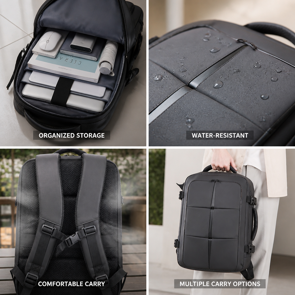 Water-Resistant Padded Laptop Backpack (Fits 15.6in)