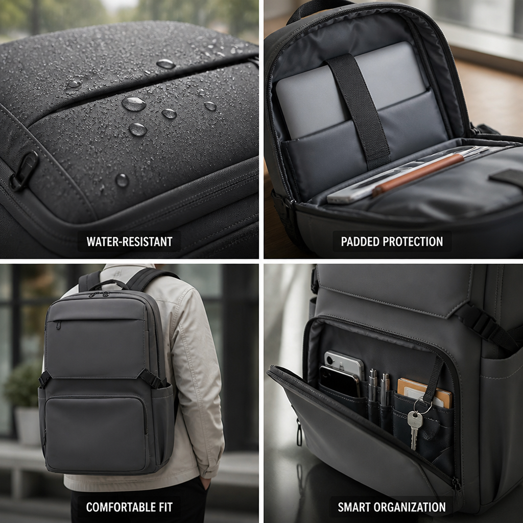 Water-Resistant Padded Laptop Backpack (Fits 15in Laptops)