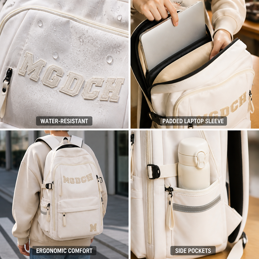 Water-Resistant Padded Laptop Backpack (Multi-Compartment)