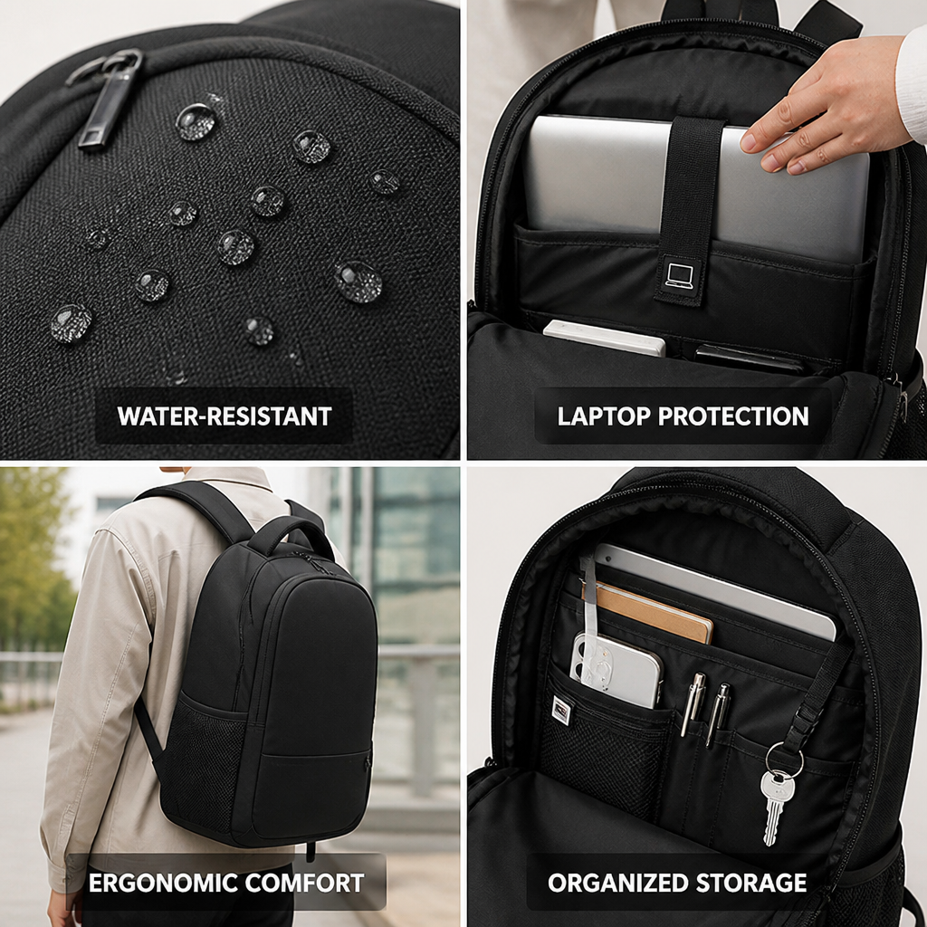 Water-Resistant Padded Laptop Business Backpack