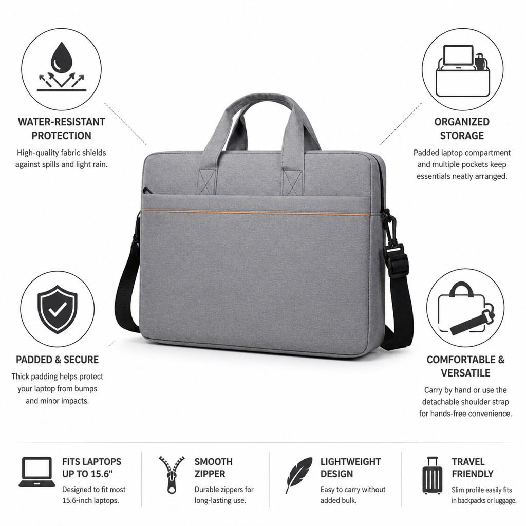 Water-Resistant Padded Laptop Carrying Case (Fits 15.6-Inch)