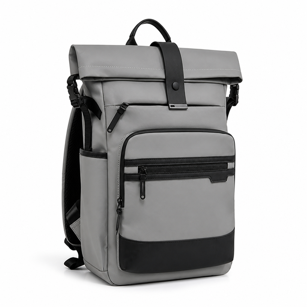 Water-Resistant Roll-Top Travel Backpack