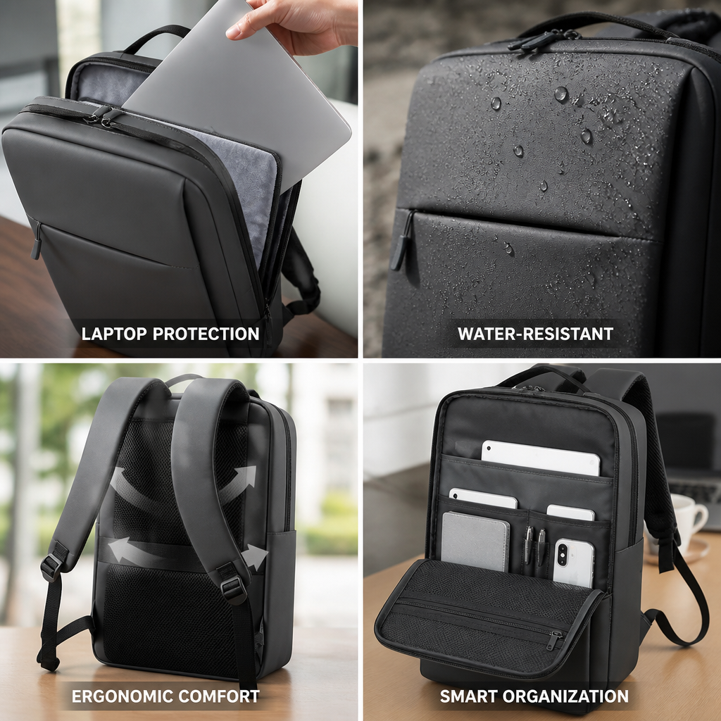 Water-Resistant Slim & Ergonomic Laptop Backpack (Fits 15.6")